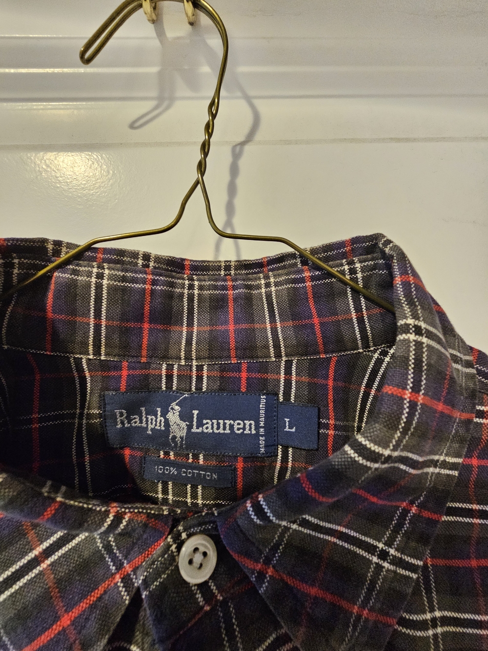 Ralph Lauren Black Plaid Shirt with Red & White Accents